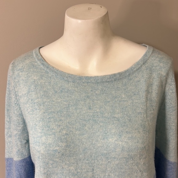 Lilly Pulitzer Brigitte Cashmere Sweater Bennet Blue Color Block Chevron Sz L - Picture 3 of 14